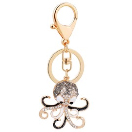 Ocean Octopus Keychain for Women, Beach Octopus Key Chain for Ladies, Cute Octopus Summer Keychains, Punk Octopus Vacation Keyring, Sparkling Rhinestone Octopus Animal Keychain Accessories