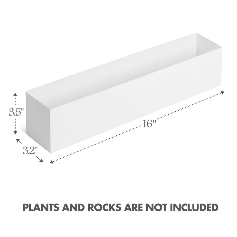 DR&Co Modern White Rectangle Planter Box, 16" Metal Planter Perfect