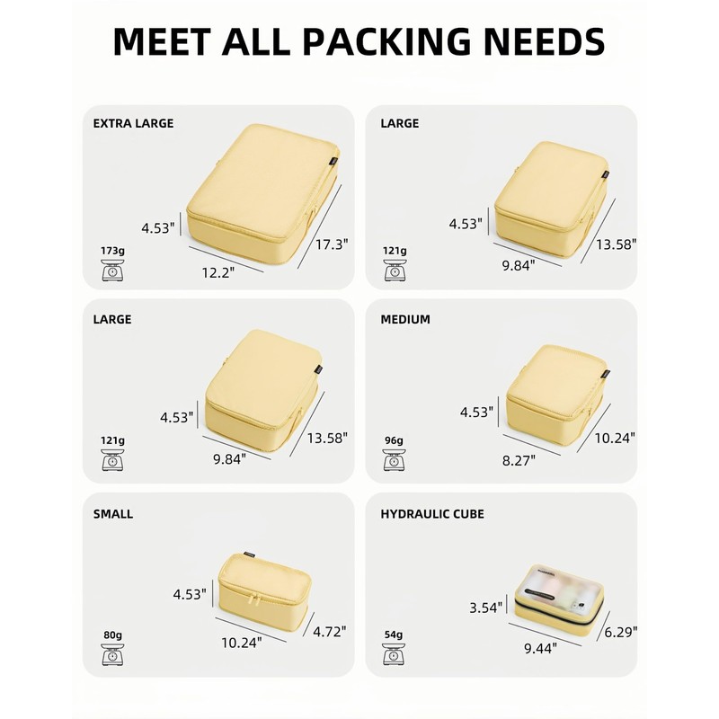 SOARSAIL 6 Set Compression Packing Cubes for 7–14 Day Travel,