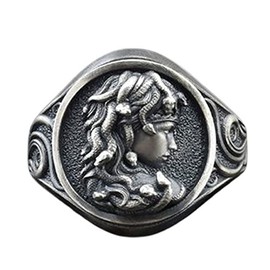 Medusa Ring, Gothic Gorgon Ring for Men, Greek Mythology Medusa Snake Ring Medusa Jewelry, Norse Viking Medusa Serpent Ring Hip Hop Medusa Band Ring Punk Medusa Head Ring (12)