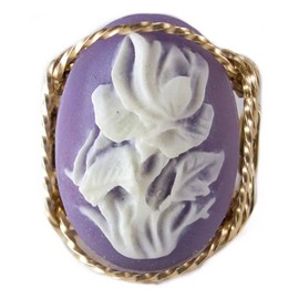 Blooming Rose Large Lavender Cameo .925 Sterling Silver or 14k Gold gf Ring Art Jewelry HGJ …
