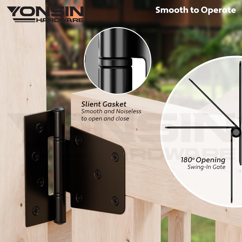 YONSIN 3.5inch Heavy Duty Strap Gate Hinges, Black Shed Door