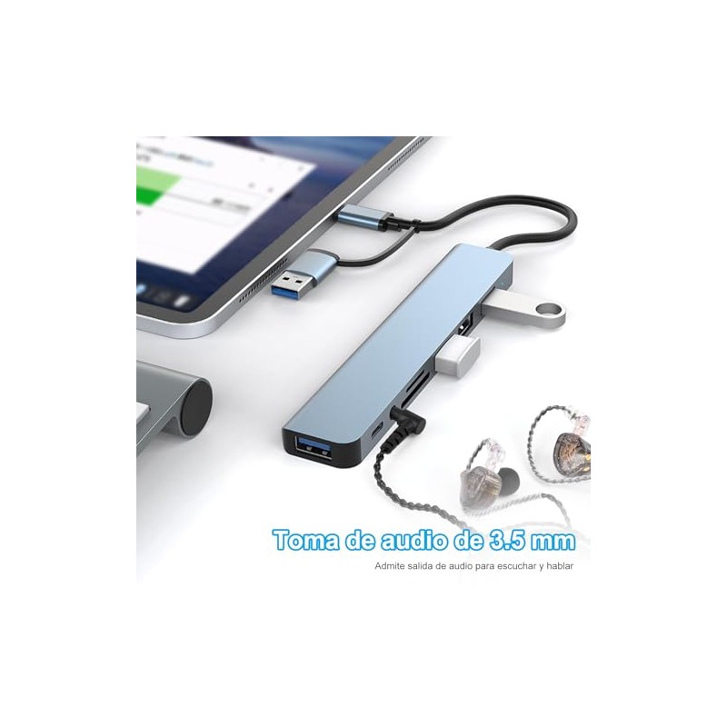 HeiLuon Hub USB C 8 en 1,USB 3.0 con Jack