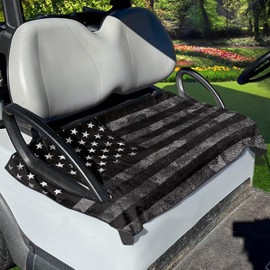 Mintulipy Golf Cart Seat Covers USA Flag Golf Cart Seat Blanket Towel Anti Hot Golf Cart Seat Cushion Cover Anti Dust Anti Scratch Golf Cart Protector Black Color