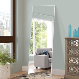 NeuType Full Length Mirror Floor Mirror with Standing Holder Bedroom/Locker Room Standing/Hanging Mirror Dressing Mirror (White) (AMZVCNTJJ01035AAG-ZYF)