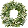 Green Eucalyptus Leaf Wreath, Vlorart 18 Inch Artificial Spring Summer Greenery Wreaths for Front Door Decor Boxwood with Big Berries for Farmhouse Outside Year Round - Indoor/Outdoor