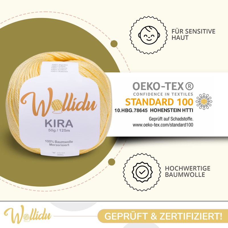 Wollidu Kira 100% Cotton for Knitting and Crocheting 4 x