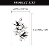4 Sheets Swallow Heart Tattoos. Black Nautical Temporary Sticker Set.