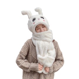 Plush Bunny Hat Bunny Ears Moving Bouncing Hat Party Role Play Ears Press Ears Pop Up Hat (White)