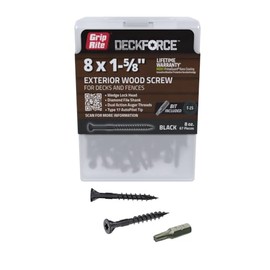 Grip-Rite GRDF158STBLK67 DeckForce #8 x 1-5/8" Nano Coated Wood Screws, Black, 67 Count Box