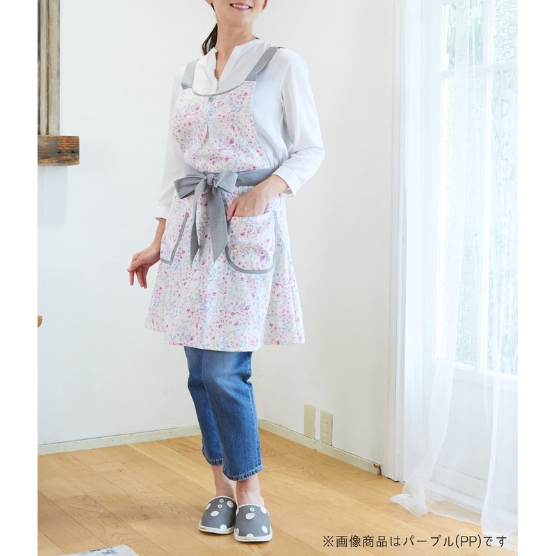 Medium Floral Print Back Cross Flare Apron BL