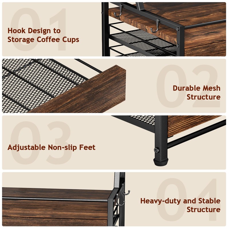 Homsorout Coffee Syrup Rack Organizer - 4-Tier 8 Syrup Wine