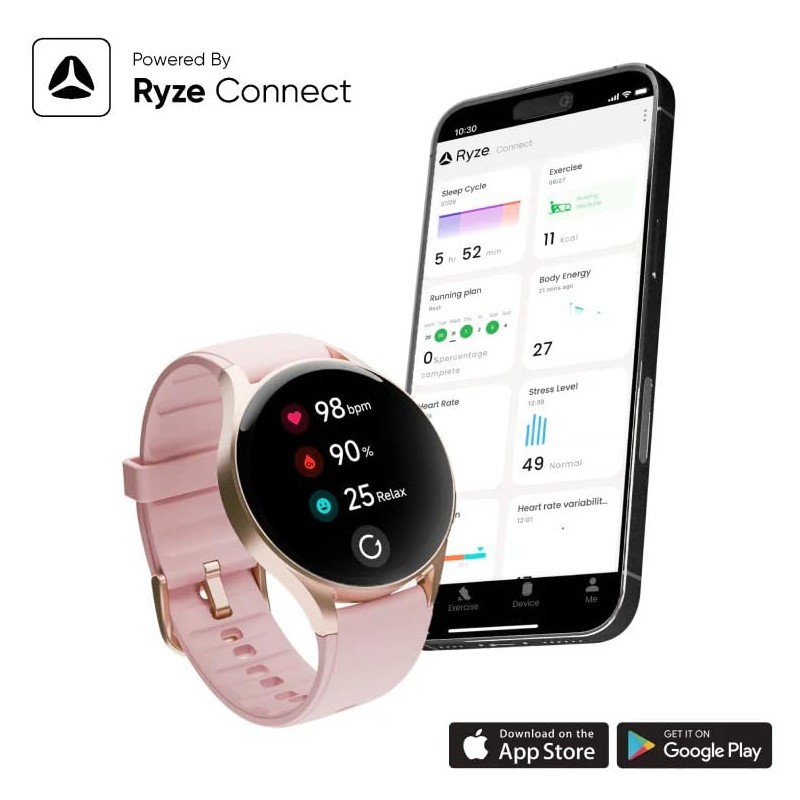 RYZE Gene Smart Watch with AMOLED and GPS Slate Grey