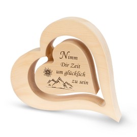 sagl.tirol Pine Heart with Floating Inner Heart and Engraving, 20 cm