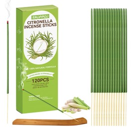 SHOPPGO Citronella Incense Sticks, Outdoor Incense Sticks, Citronella Outdoor with incense Holder, Suitable for Home, Indoor, outdoor, Garden, Patio, Camping, 120 Sticks