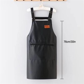 Waterproof Apron,Leather Apron For Men,Work Aprons With One Big Pocket Adjustable Dishwashing Kitchen Apron,Gardening Apron (black)
