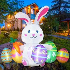 Bencailor Inflatables Outdoor Decorations with Built in LED Lights for Yard Lawn Garden Home Decor(Bunny)