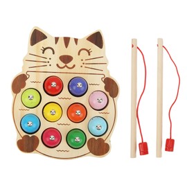 Magnetic Fishing Game Wood Cat Base Fish Delicate Vivid Smoothly Surface Baby Fishing Toy