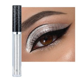 Metallic Liquid Glitter Eyeshadow Stick | Long-Lasting, Quick-Drying, Waterproof Shimmer Highlighter for Smokey & Sparkly Eyes | Beauty Cosmetics Eye Shadow Makeup for Women & Girls - White