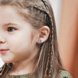 925 Sterling Silver Gymnastics Stud Earrings: Heart Gymnastics Gifts for Women Round Crystal Gymnast Stud Earrings Fashion Jewelry Gift for Daughter Niece (Crystal Gymnastic Earrings)