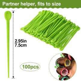 Mxxipp 100pcs Brush Roller Pick, Plastic Hair Roller Locking Tools, Hair Curler Pin Rod Crochet Accessories for Woman Styling Accessories- Green