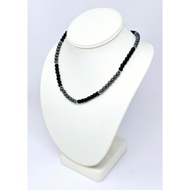 TreasureBay Handmade Mens Tigers Eye Onyx Beaded Necklace Chain Natural Gemstones Healing Crystal Jewellery (Hematite)