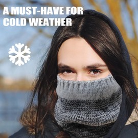 CRAZY SHARK Loop Winter Scarf Warm Face Mask - Thermal Thickened Fleece Tube Scarf - Windproof Tube Scarf Neck Warmer for Bicycle Motorcycle Skiing, gray