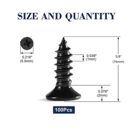 #4 x 5/8" Wood Screw 100Pcs 18-8 (304) Stainless Steel Screws Flat Head Phillips Fast Self Tapping Drywall Screws Black Oxide by SG TZH