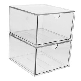 Operitacx Cosmetic Storage Box with Drawers Makeup Skincare Organizer Acrylic Face Towel Holder Space-saving Dustproof