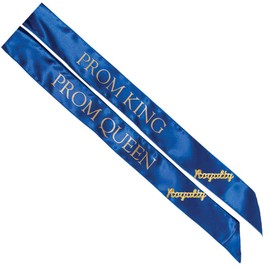 Anderson's Blue Prom Royalty Sash Set, 2 Sashes and 2 Royalty Pins, Prom Sashes for Prom Court, High School Dance, Party, Costume, Event