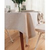 Cleo Tablecloth Natural Cotton Linen Mix with Pompoms 140cm x