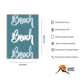 Minimalist Beach Wall Art Set of 3 - 8x10 inch Sun and Ocean Prints - Modern Coastal Decor - Unframed Minimalist Line Art - Abstract Beach House Pictures - Contemporary Nautical Bathroom Decoration