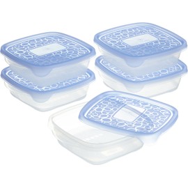 Curver 00469-862-00 Take-Away food storage container, Set of 5, 0.6 L transparent / Blue