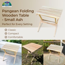 BYER OF MAINE Pangean Folding Wooden Side Table – 18" H x 16" W x 16" H – Portable Compact Outdoor Table – Folding Hardwood Table for Patio, Porch, Balcony, Camping & Garden Use