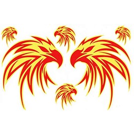 1 Sheet - Eagle Head Burning Flames Fire Sticker Motorsport Motocross Car Tuning Scooter Sticker Film 1 Sheet 270 mm x 180 mm Weatherproof or for Model Making