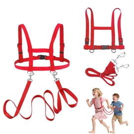 2 Stück Pferdeleine zum Spielen für Kinder, Pferdegeschirr für Kinder, Verstellbares Pferdegeschirr, Kinder Pferdegeschirr mit Extra Langer Leine, Pferdegeschirr für Kinder/Pferdespielzeug (Rot)