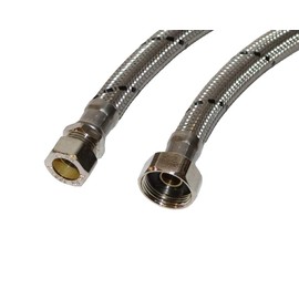 Aumix x2 (Pair) 15mm x 3/4” inch 12mm Bore 500mm Flexible Braided Pipe Tap Connector Hose WRAS Approved