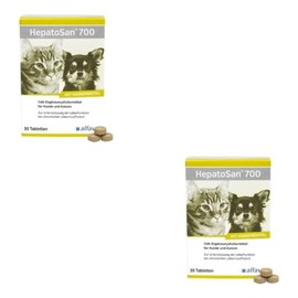 Alfavet HeptoSan 700 | Double Pack | 2 x 30 Tablets | Supplementary Feed for Dogs and Cats | To Support Liver Function in Chronic Hepatic Insufficiency