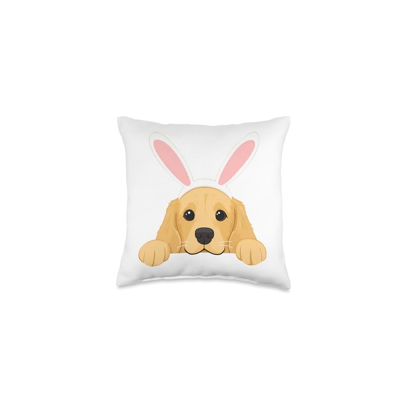 Easter Golden Retriever Cute Dog Spring Easter Bunny Ears Throw