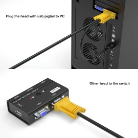 MT-VIKI 2-in-1 USB VGA KVM Cable for USB KVM Switch VGA (10ft 2packs)color: Black, length: 20 cm