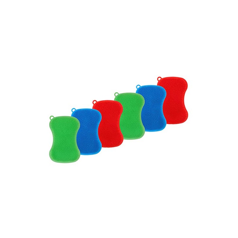 6 Pack Silicone Scrubbing Sponge by SCRUBIT - Real Silicon