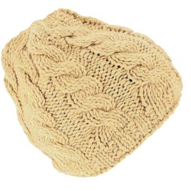 GURU SHOP Hand-knitted wool hat with cable knit, knitted hat made of virgin wool, winter hat, men/women, purple, wool, size: one size, Sand yellow