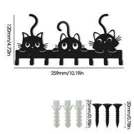 Pyuyan Key Holder Wall Mounted, Creative Coat Hooks for Wall Mounting, Cute Wall Hanger, Cat Key Hook for Wall, Cute Animal Key Hook, for Coat, Hat, Keys