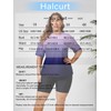 Halcurt Women Plus Size Rash Guard Swimwear Short Sleeve Built