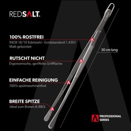 REDSALT® Premium Cooking Tweezers 30 cm Long | INOX 18/10 Stainless Steel Rustproof Dishwasher Safe | Professional Cooking Tongs Tweezers for Food Kitchen Grill Gastro | Gourmet Tongs Kitchen Tweezers