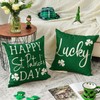 AVOIN Happy St Patricks Day Saying Shamrock Throw Pillow Cover,