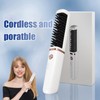 Hair Straightener Brush USB Rechargeable Hair Straightening Curling Brush Pearl