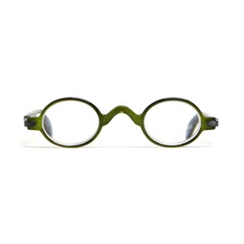 Calabria R314/R501S Vintage Metal Reading Glasses +1.75 Olive Green Men Women Designer Professor Round Single Power Readers