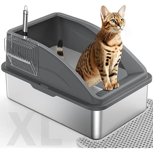 Stainless Steel Cat Litter Box, Extra Large Litter Boxes for