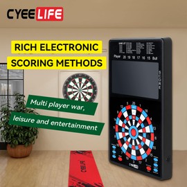 CyeeLife Electronic Dartboard Scorer PRO,34 Games and 255 playing way for 1-8 players